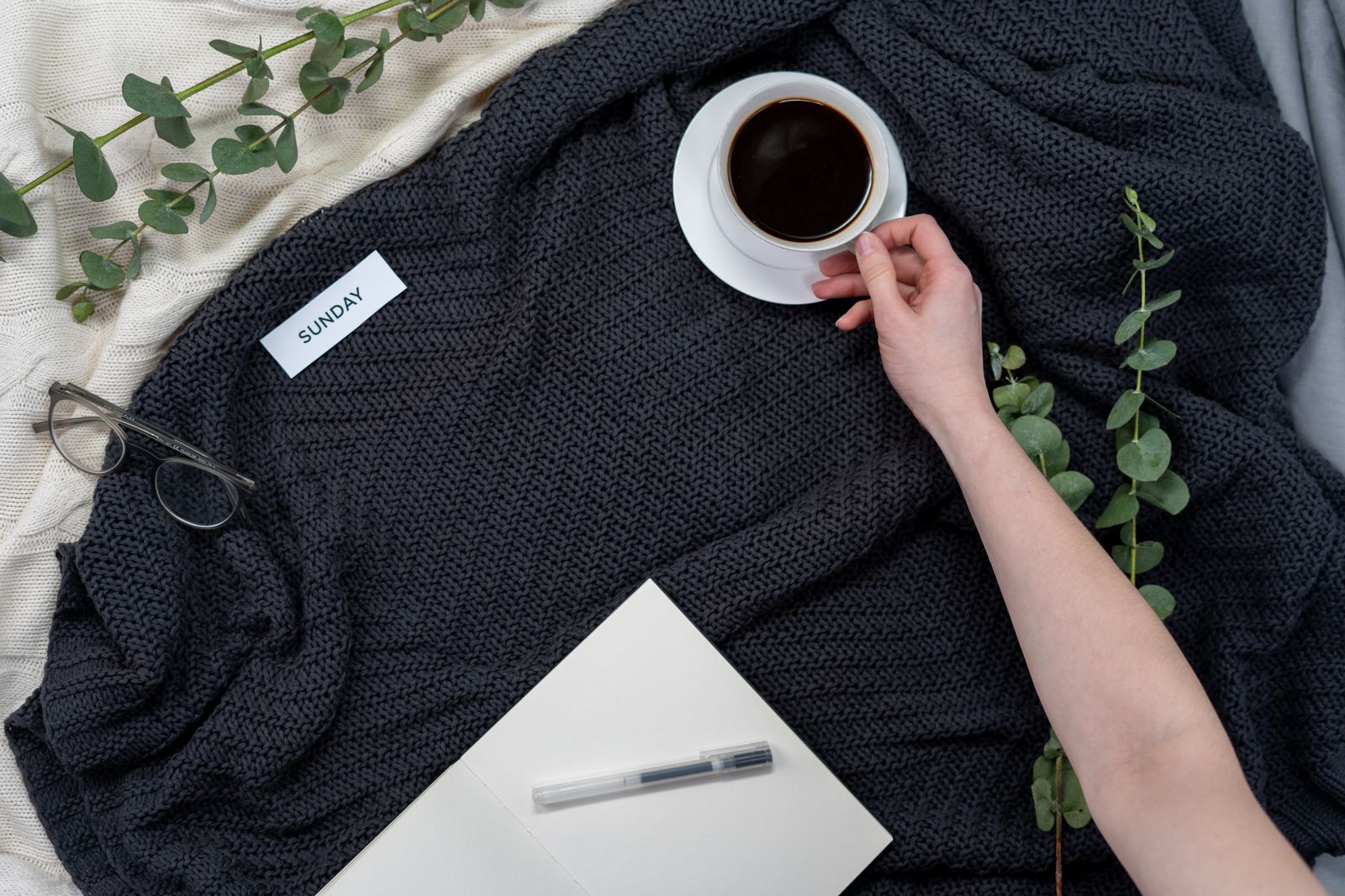 A calm midday reset with coffee and a notebook