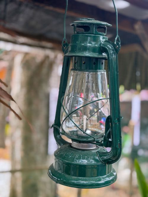 Free stock photo of antique lighting, glass globe, green metal Stock Photo