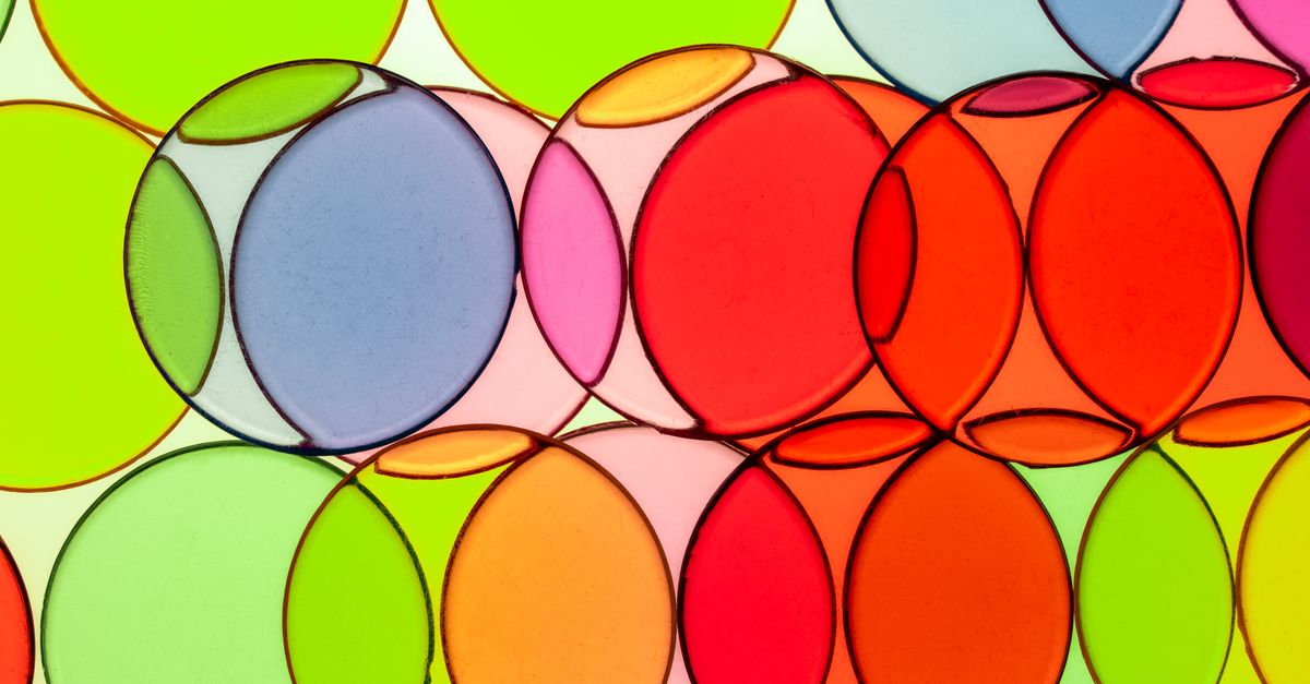 Colorful overlapping geometric circles in an abstract design