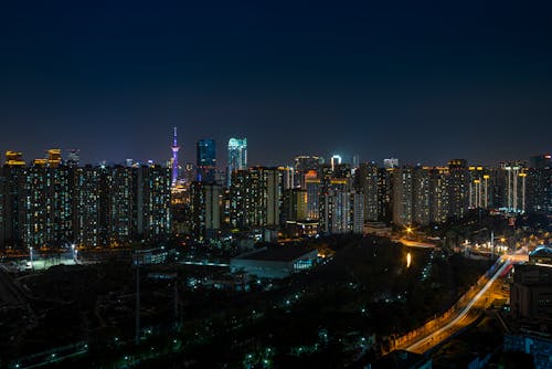 City Skyline At Night Time