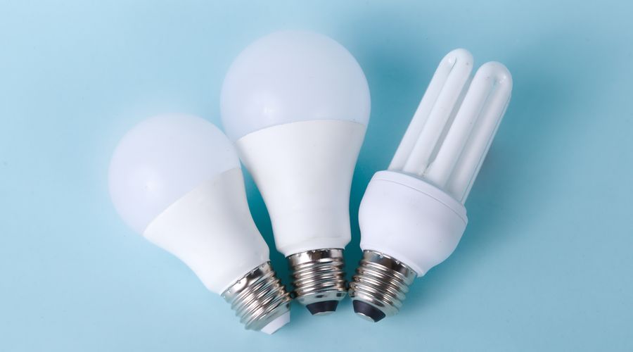 Energy-efficient LED light bulbs saving electricity