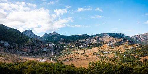 Free Scenic view of the rugged mountains and valleys of Grazalema, Spain. Stock Photo