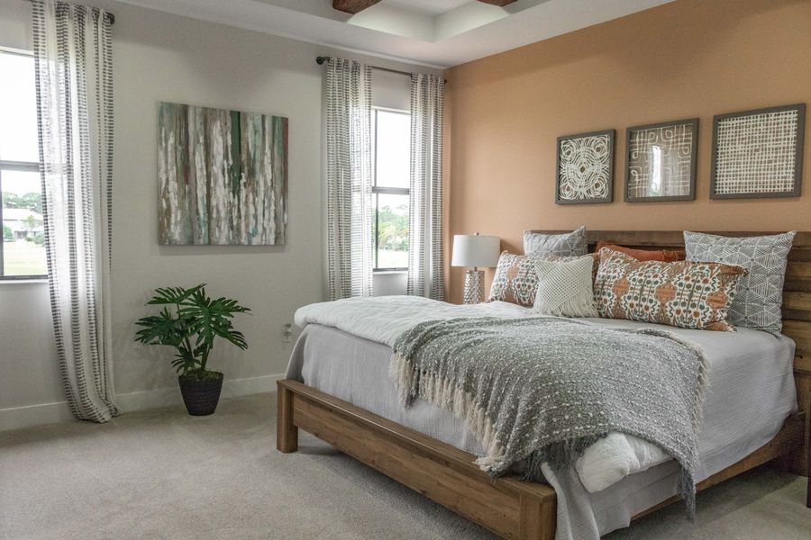 Spotless modern bedroom ready for guests