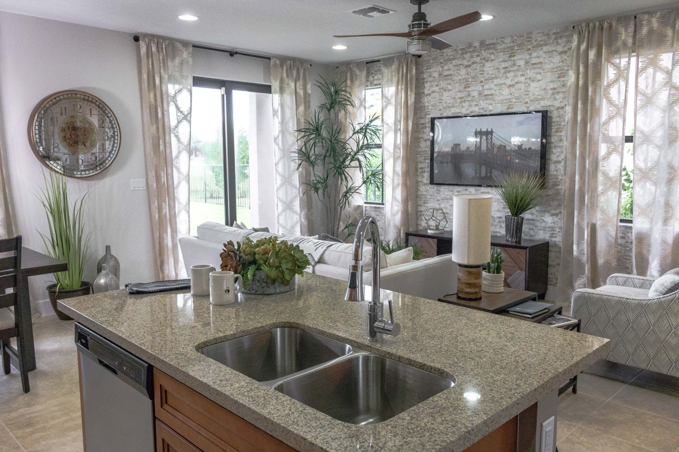 Open kitchen and living room