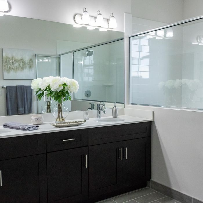 Vanity installation Stanton CA shaker vanity with quartz counter