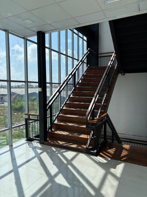 Free Sunlit staircase in a modern building in Colombo, Sri Lanka, casting intricate shadows. Stock Photo