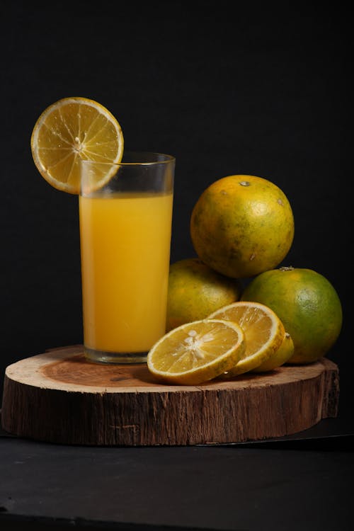 Clear Drinking Glass With Orange Juice