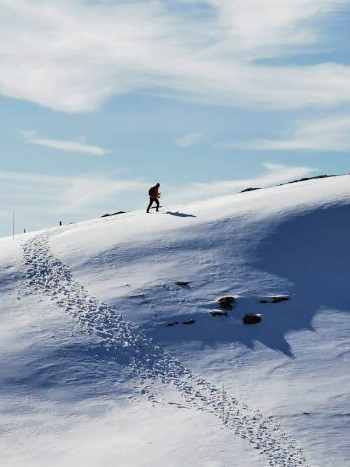 Person Walking On Snow Covered Ground