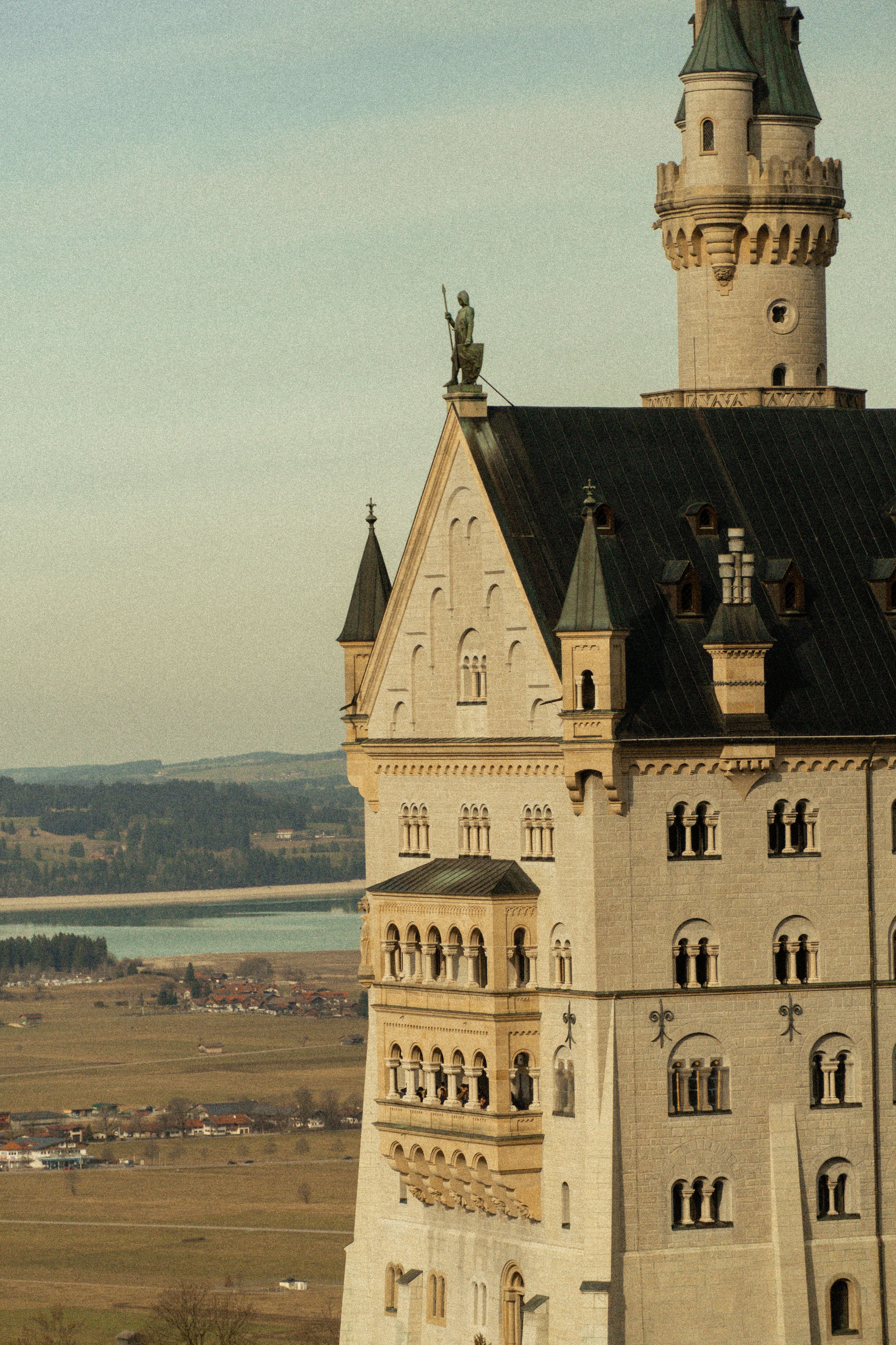 A captivating view of Neuschwanstein Castle highlighting its architectural beauty in Bavaria, Germany.