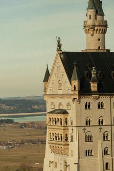 A captivating view of Neuschwanstein Castle highlighting its architectural beauty in Bavaria, Germany.