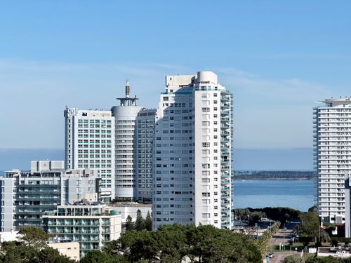 Free Panoramic view of high-rise buildings near the ocean in Punta del Este, Uruguay, showcasing urban architecture. Stock Photo