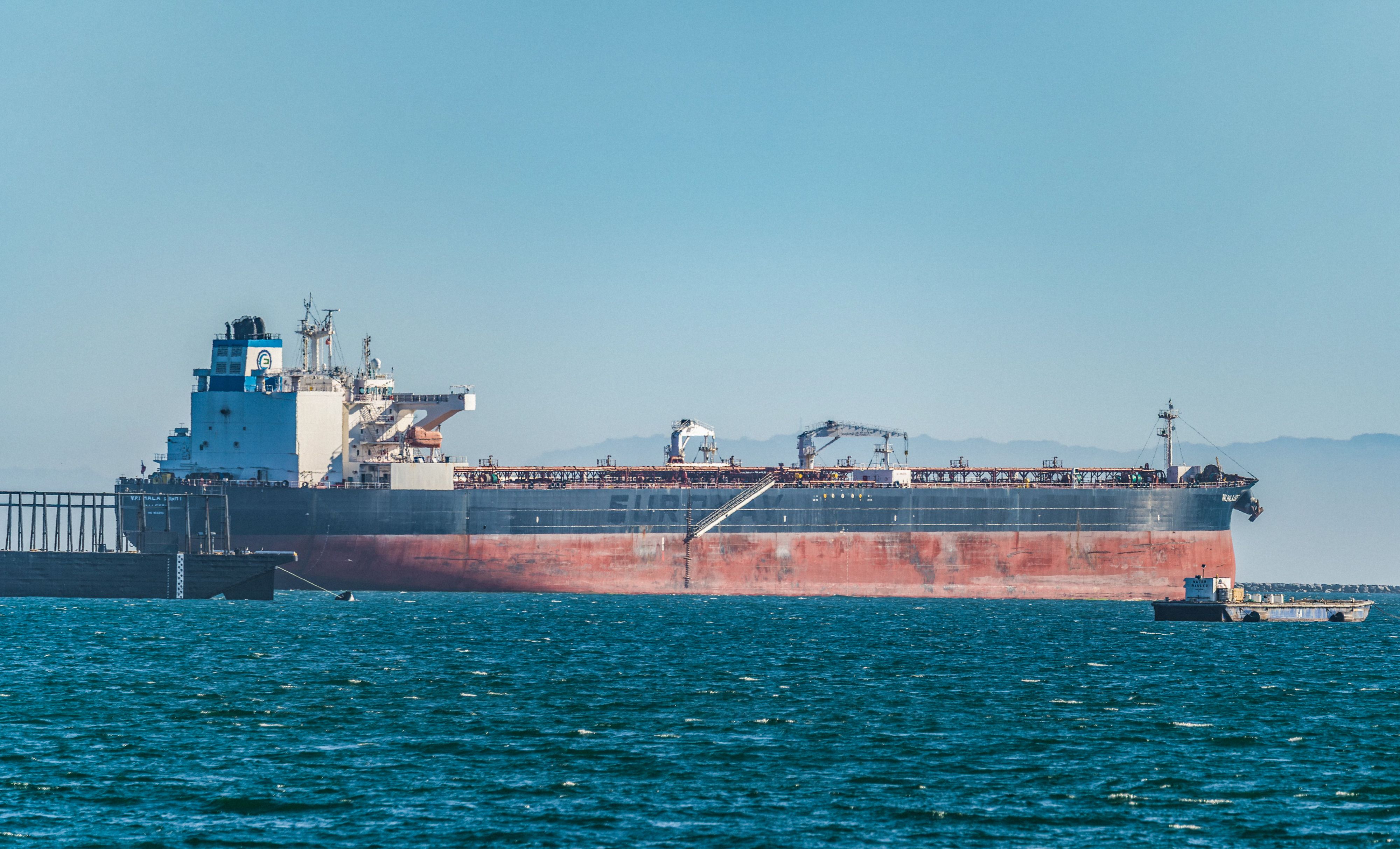 Oil tanker on open water symbolizing shipping route tensions near the Bab el-Mandeb strait