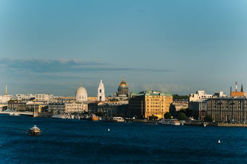 Free Stunning view of St. Petersburg's skyline, featuring historic domes and architecture along the river. Stock Photo