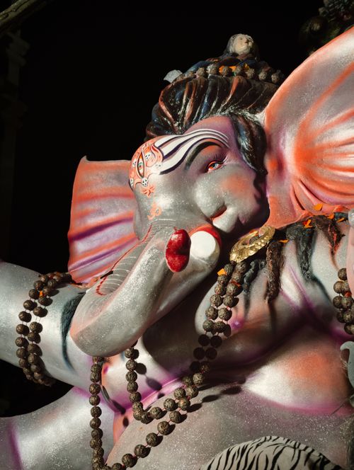 Free A colorful Ganesha idol during Ganesh Chaturthi in Mumbai, Maharashtra, India. Stock Photo
