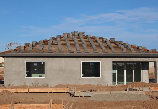 New home with a tile roof in California