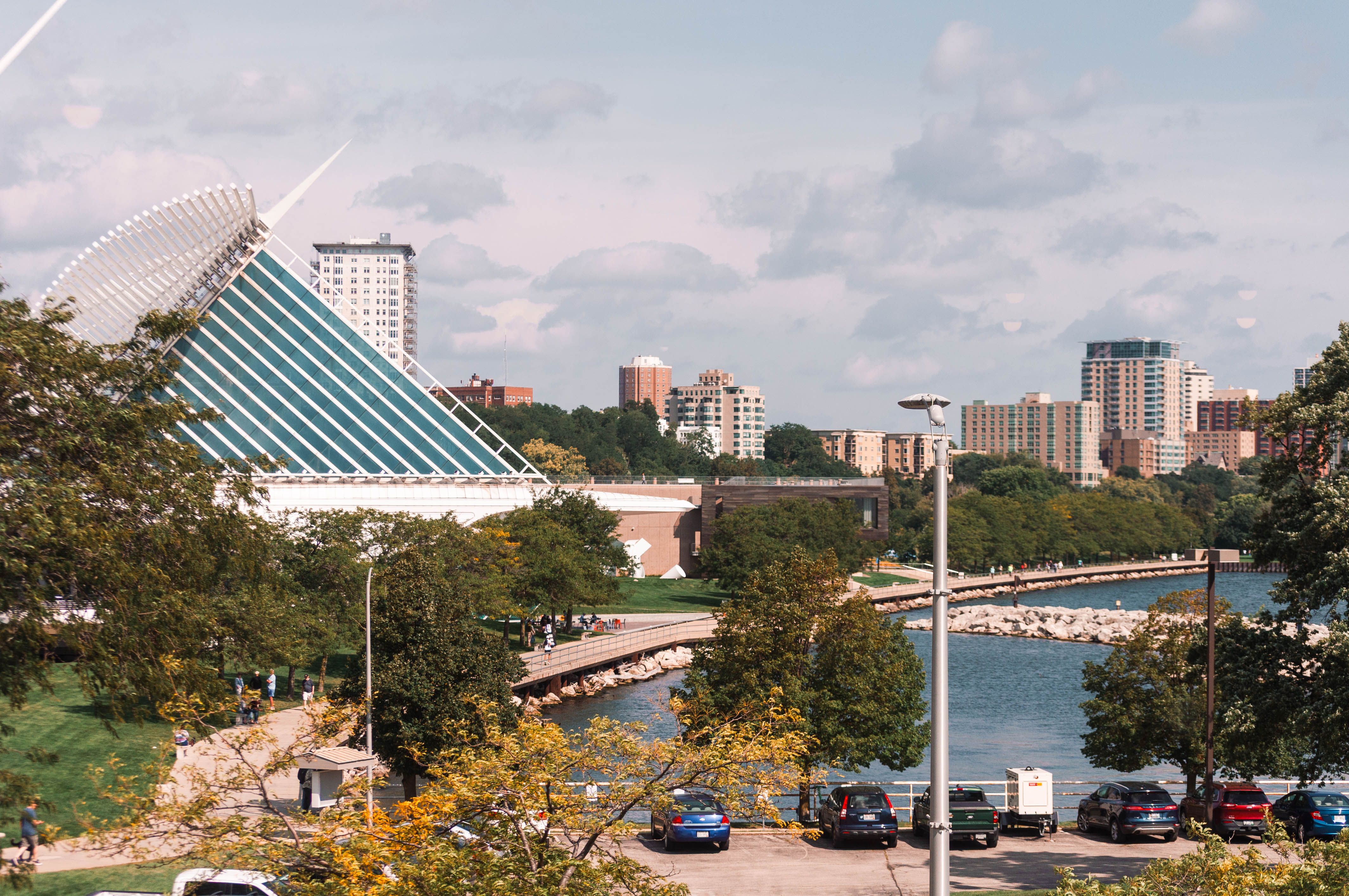 The walkable downtown area along East Walled Lake Drive near the waterfront in Walled Lake Michigan