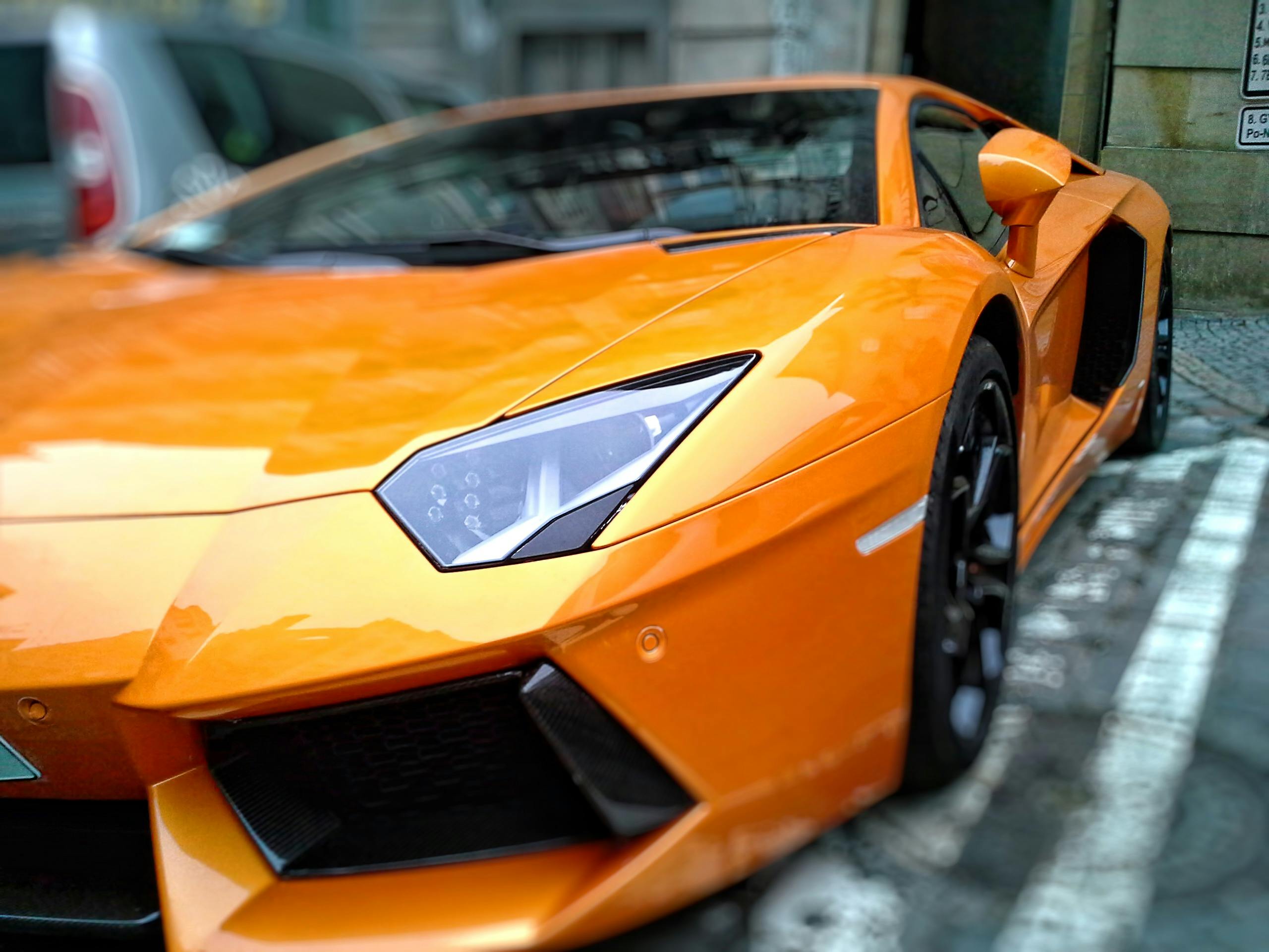 Lamborghini, car, sports car, orange, racing, HD phone wallpaper | Peakpx