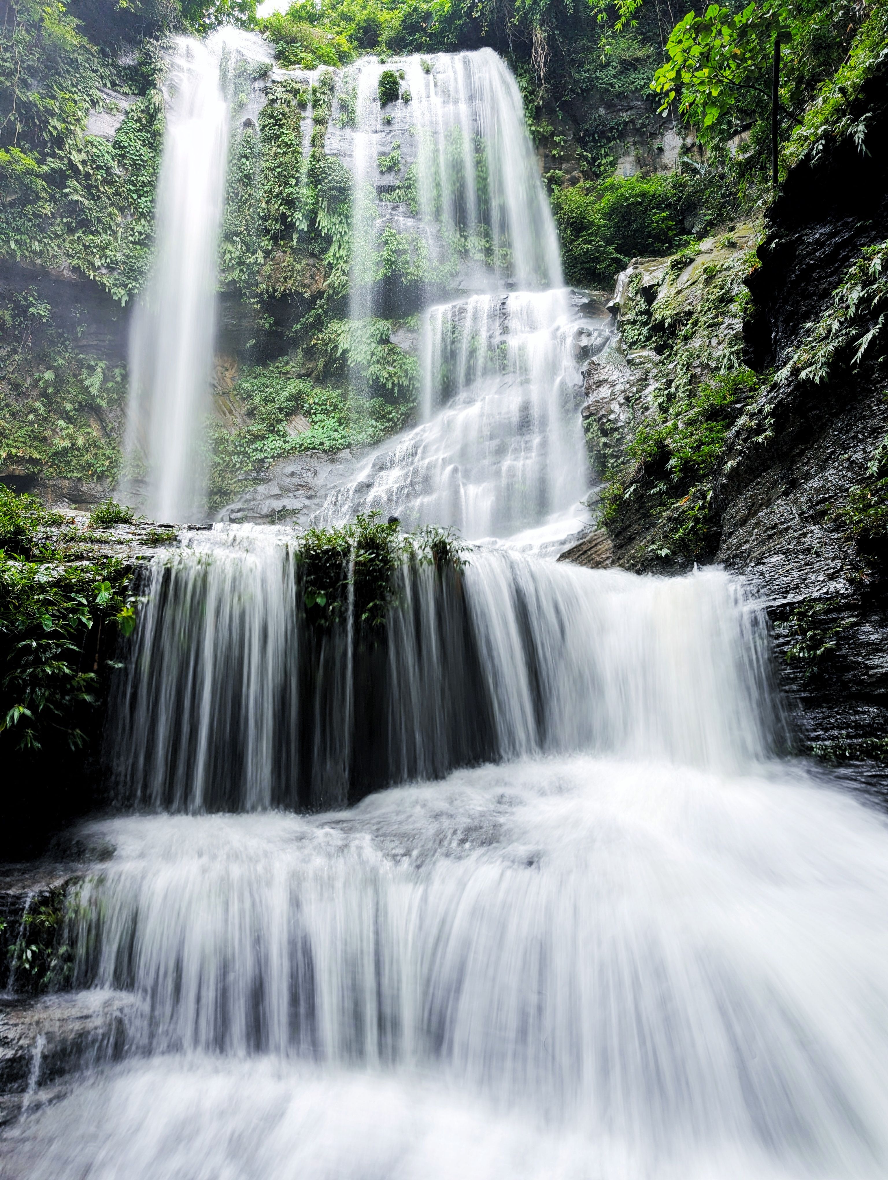 Majestic Waterfall Cascading Over Lush Greenery · Free Stock Photo
