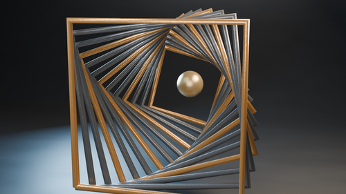 Free Abstract geometric sculpture with metallic textures and dramatic lighting, ideal for technology themes. Stock Photo