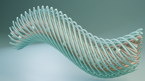 Free A modern, abstract 3D sculpture with a twisting geometric design in cool tones. Stock Photo