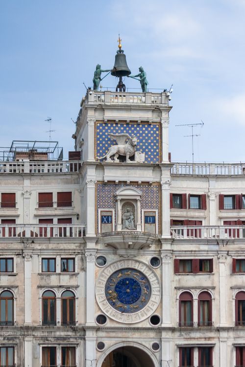 Free St Mark's Clocktower featuring the iconic clock in Venice, Italy. Stock Photo