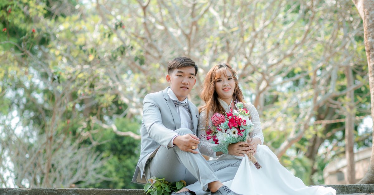 Couple celebrating their wedding day