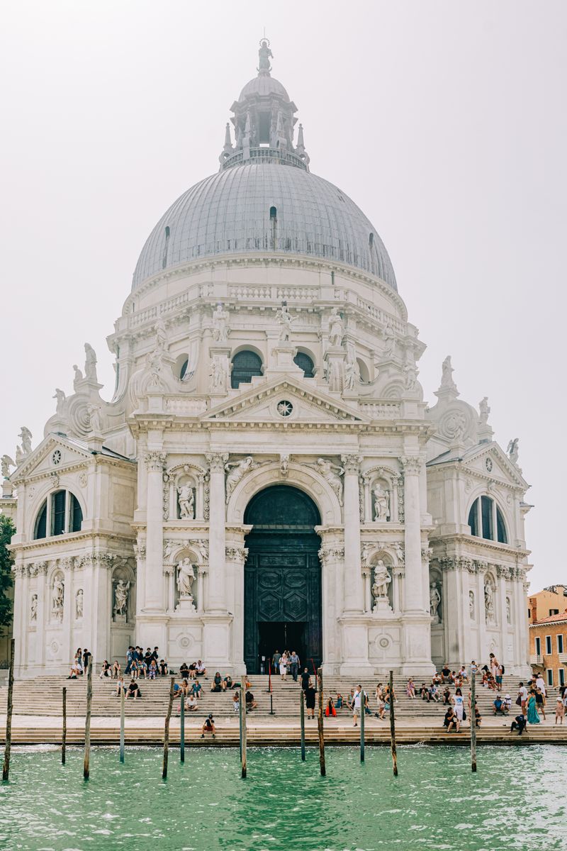 Santa Maria della Salute basilica and its dome beside the Grand Canal in Venice