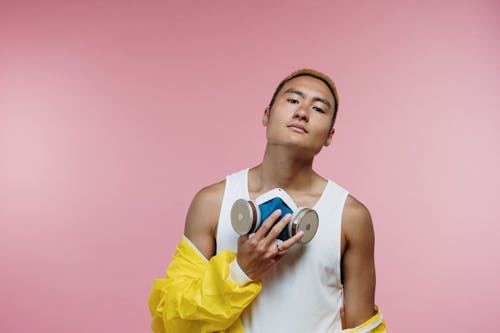 Man Holding Respirator