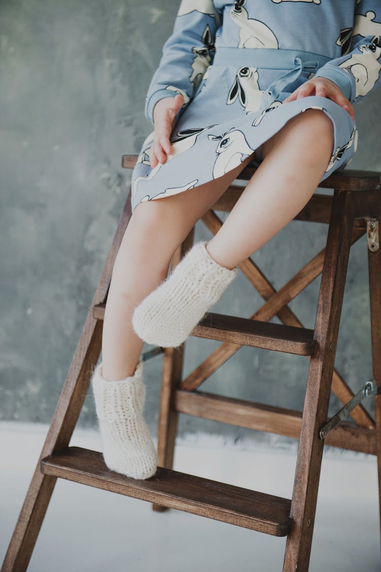 Child Wearing Knit Socks