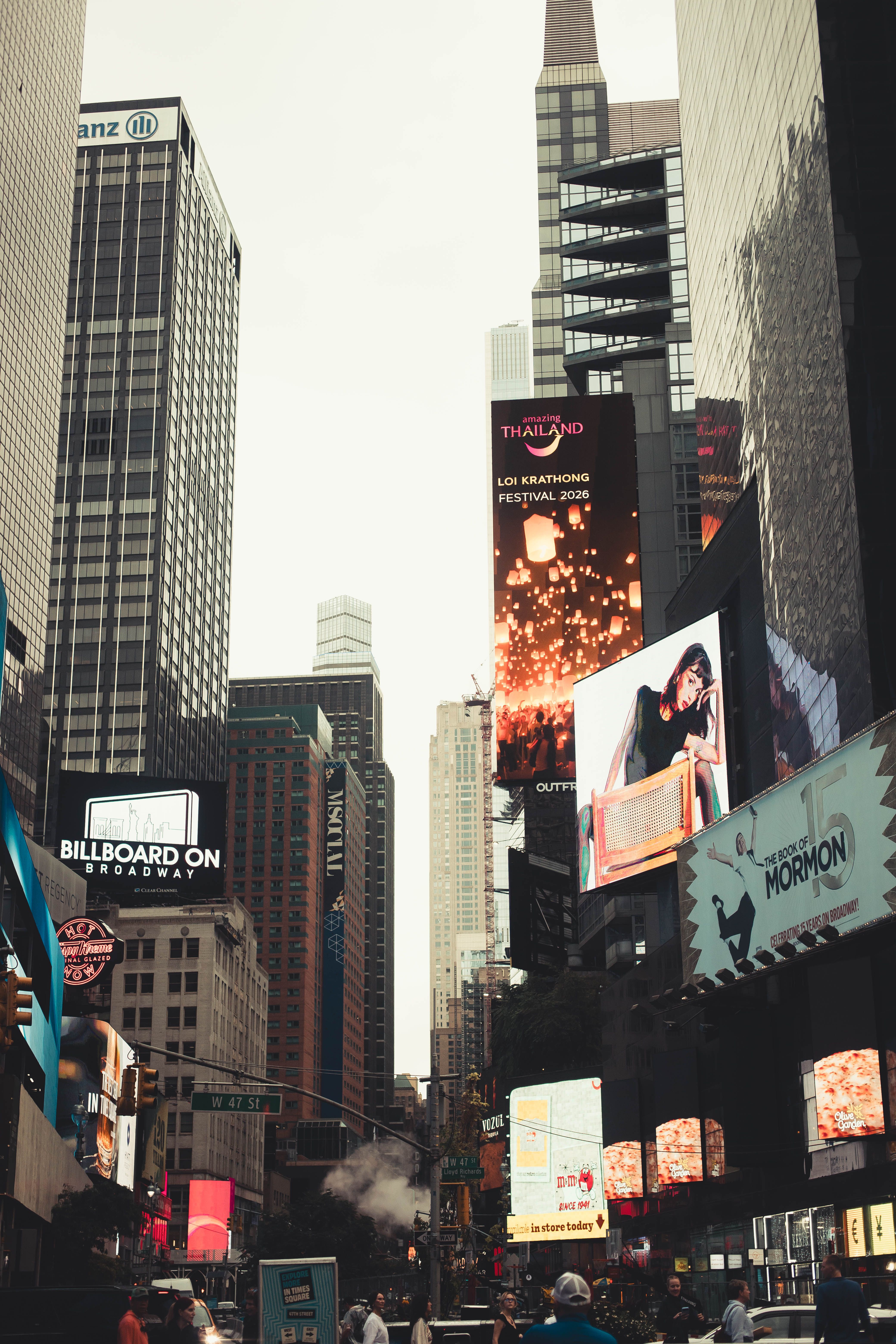 A vibrant scene of Times Square with colorful billboards and skyscrapers in New York City.