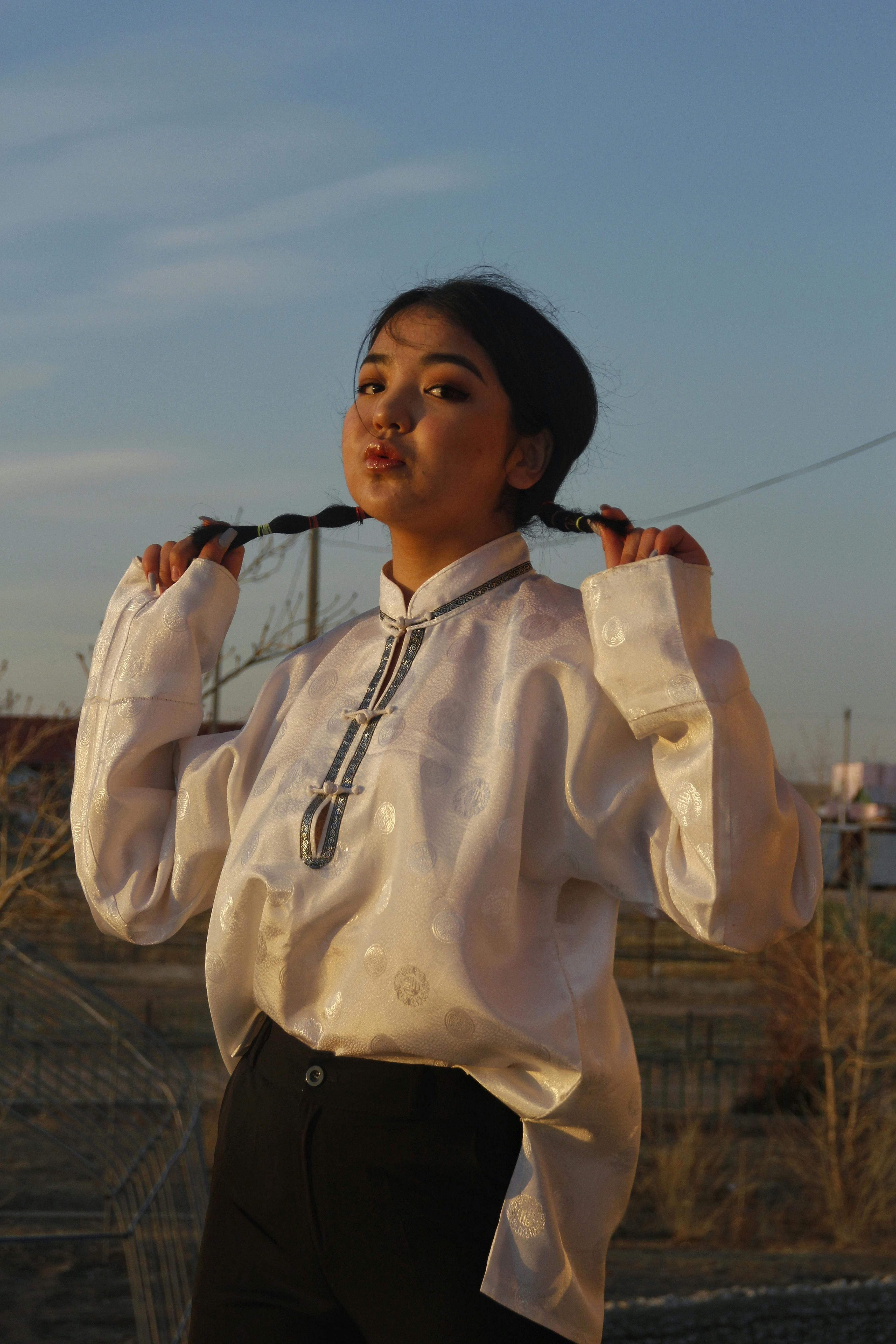 white dress shirt and black pants