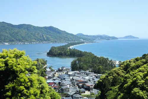 Free A breathtaking aerial view of Amanohashidate, a scenic landmark in Miyazu, Japan. Stock Photo