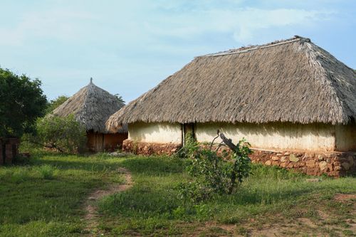 Free Explore the rustic charm of traditional thatched huts in Pueblo Bello, a village in Cesar, Colombia. Stock Photo