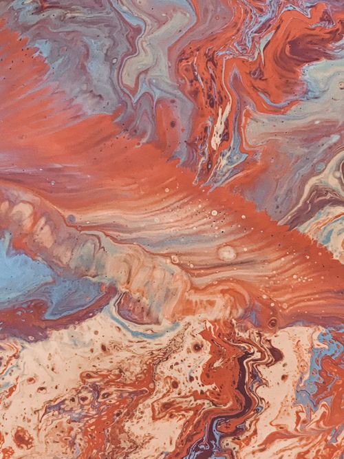 Free Dynamic swirling patterns in a vibrant acrylic abstract painting with rich earthy tones. Stock Photo