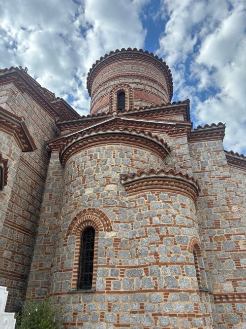 Free Detailed architecture of a historic Orthodox monastery in North Macedonia. Stock Photo