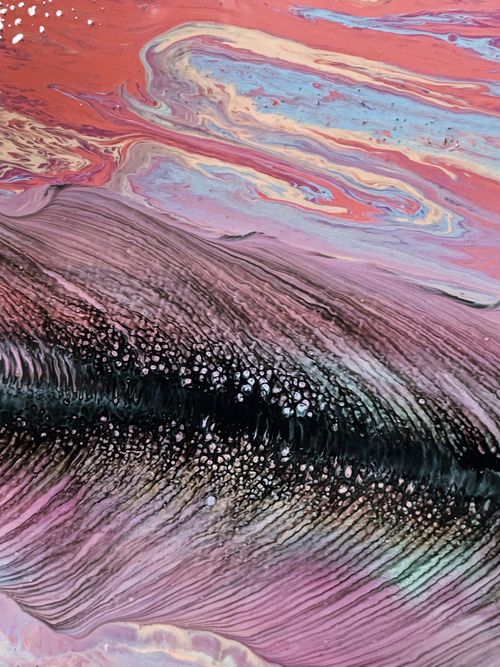 Free Captivating abstract artwork featuring vibrant swirling marbled paint textures in pastel and bold tones. Stock Photo