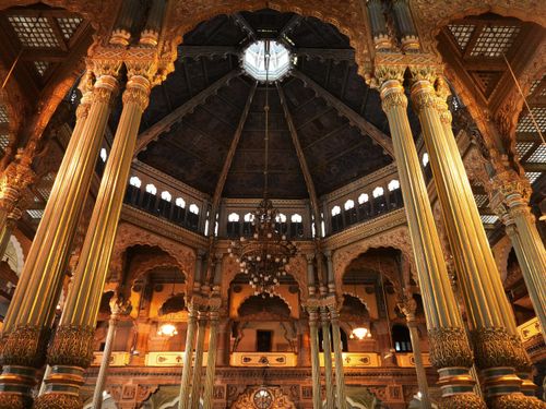 Free Elegant interior view of Mysore Palace showcasing intricate architecture and opulent design. Stock Photo