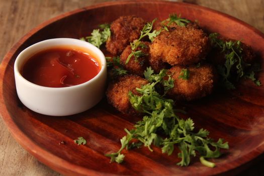 Breaded Chicken Bites with Tomato Dipping Sauce
