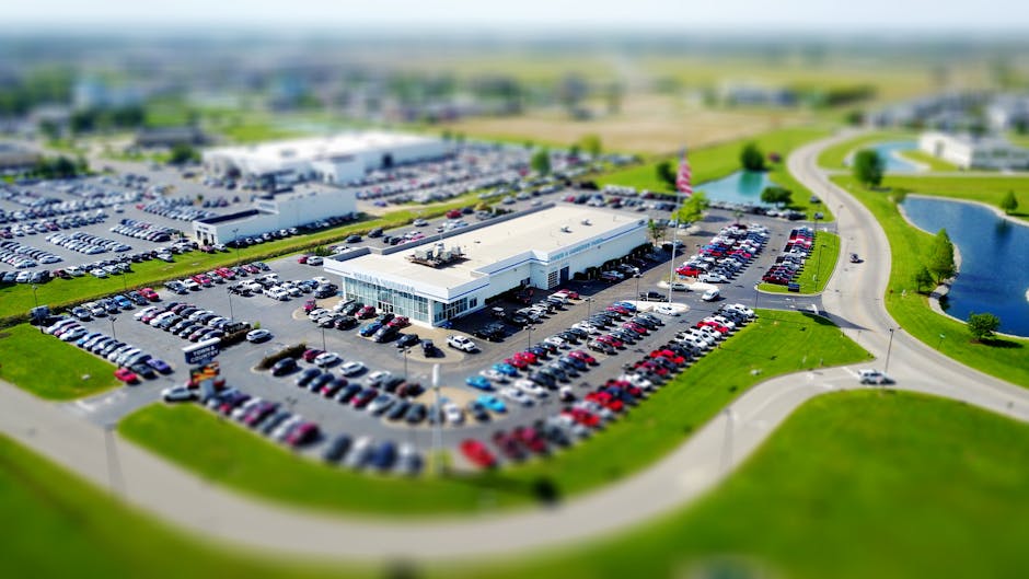 blur business buildings parking