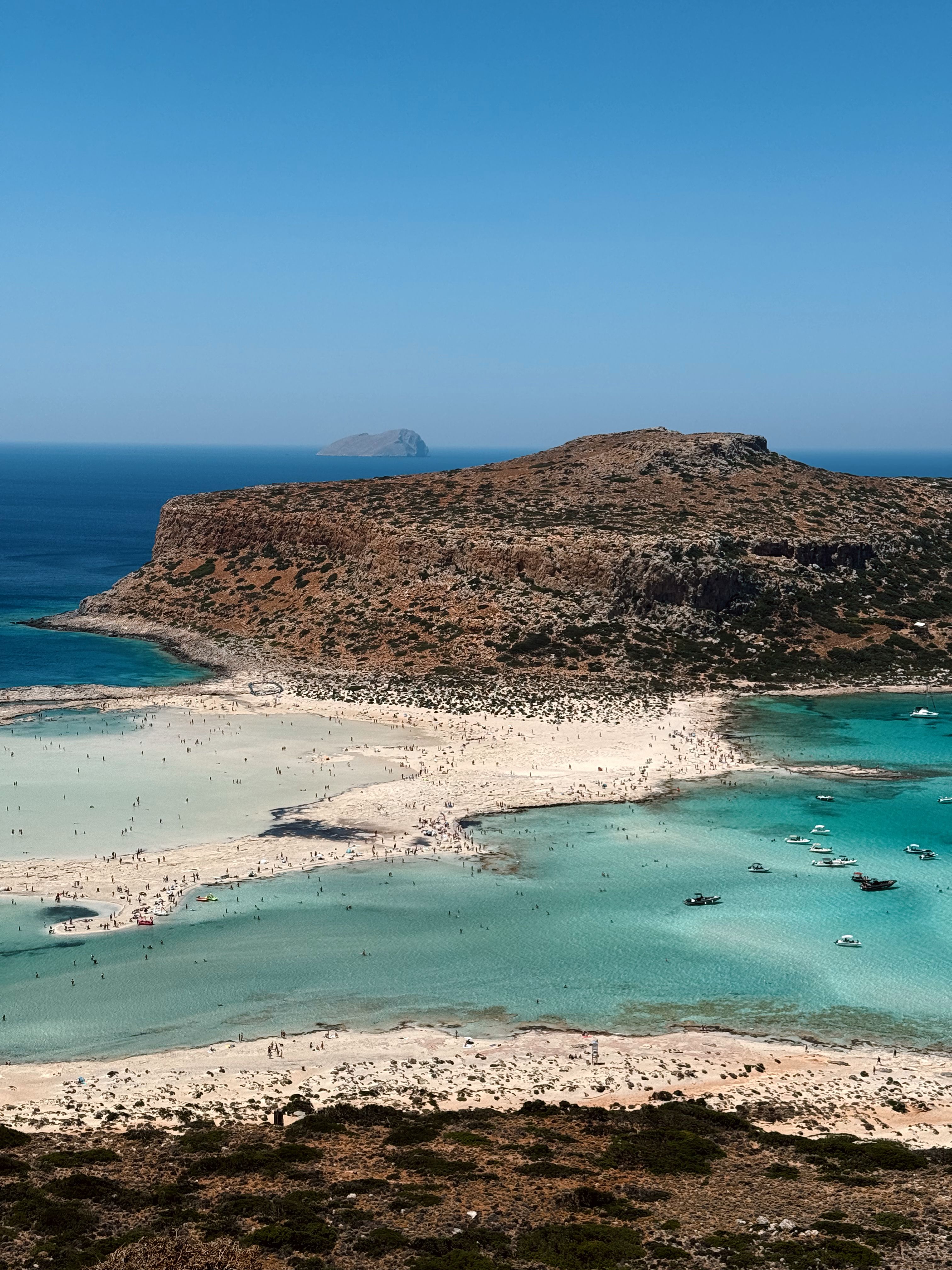 Aerial view of Balos lagoon's turquoise water in Crete