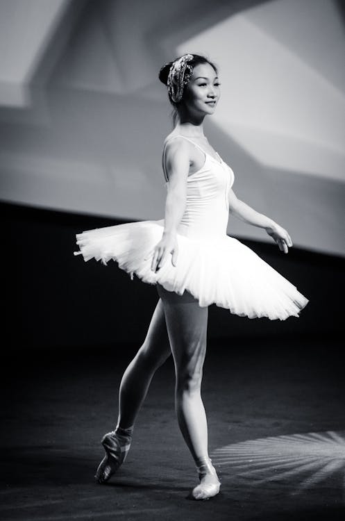 Grayscale Photo of Ballerina