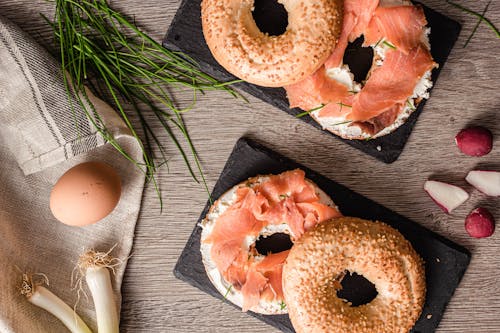 Fotobanka s bezplatnými fotkami na tému bagel, chutný, flatlay