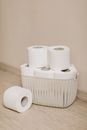 White Tissue Paper Roll on White Wicker Basket