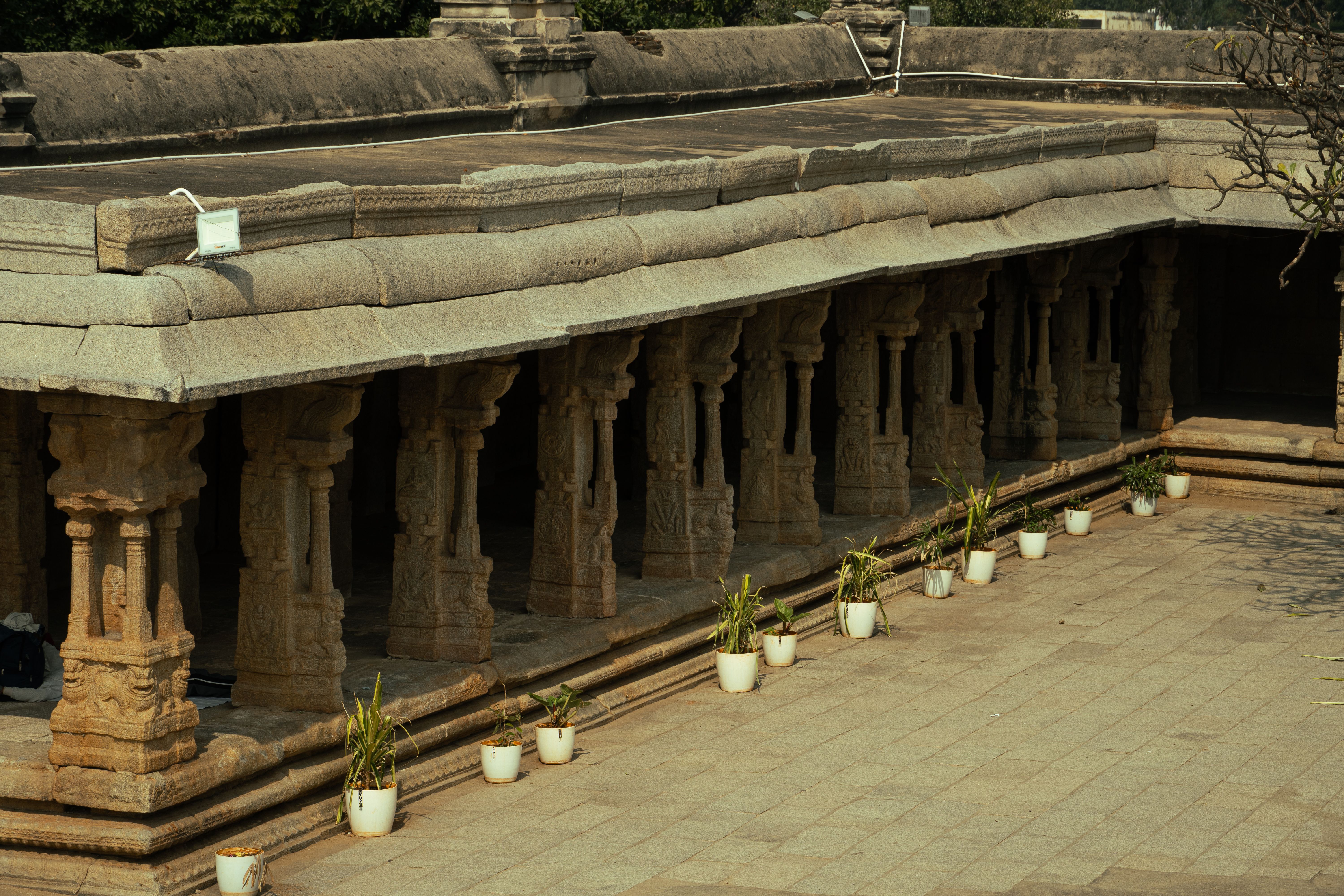 Explore the intricate stone pillars of the historic Lepakshi Temple in Andhra Pradesh, India.