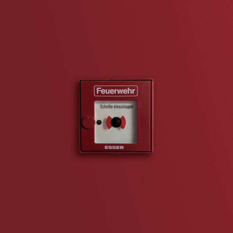 Fire alarm control panel indicating an emergency system