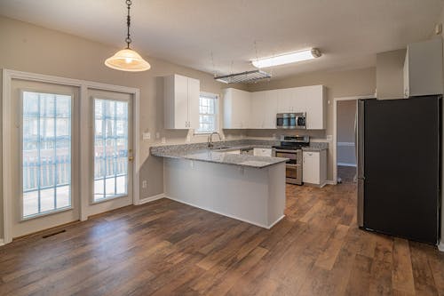 White and Brown Kitchen Island