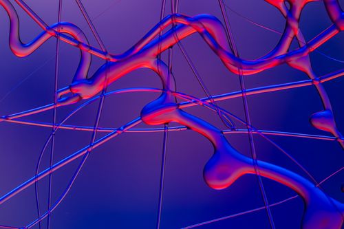 Free Dynamic abstract composition featuring colorful, fluid lines and shapes with a luminous glow. Stock Photo