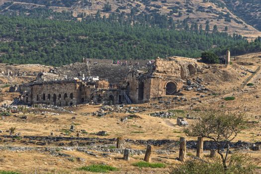 Explore the ancient Roman amphitheater in Hierapolis, Pamukkale, Turkey's historic site.