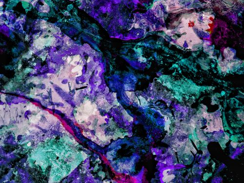 Free Colorful and dynamic abstract artwork featuring deep blues, greens, and purples. Stock Photo