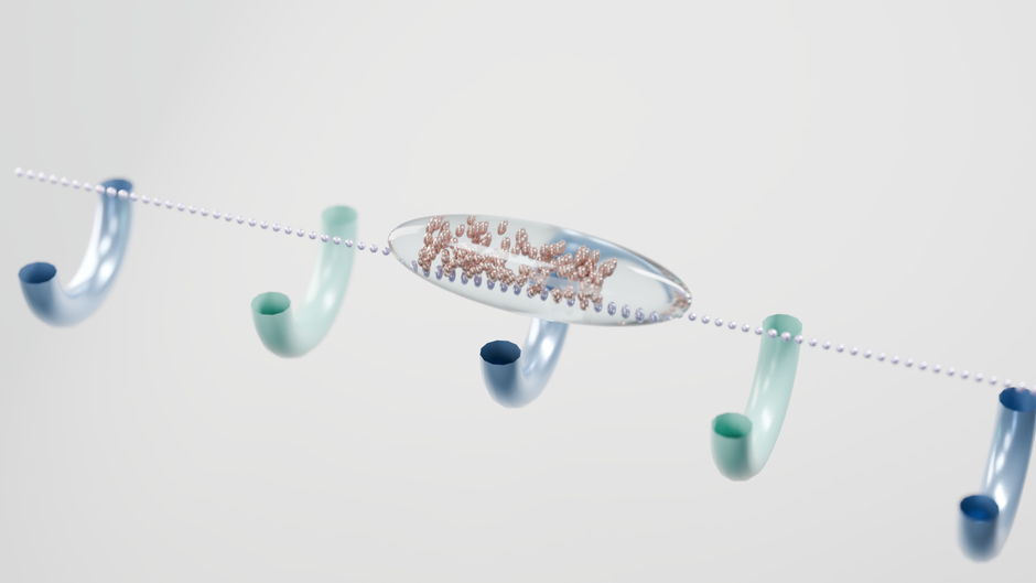 Abstract 3D render with geometric shapes and pastel colors, conveying futuristic technology.